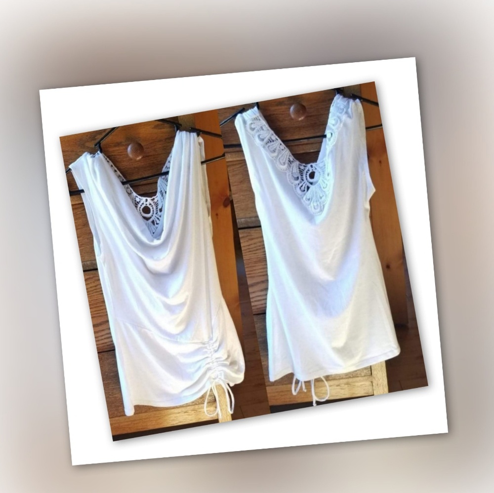 No Boundaries White Top Lace Back BOGO SALE